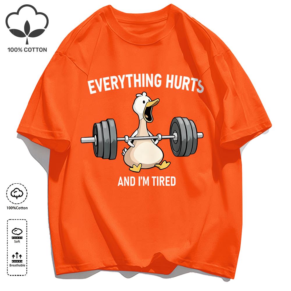 The Great Goose Striving For Fitness T-Shirt Unisex Loose Cotton Tee Trendy Summer Short Sleeve Unisex All-Match Hip Hop Clothing