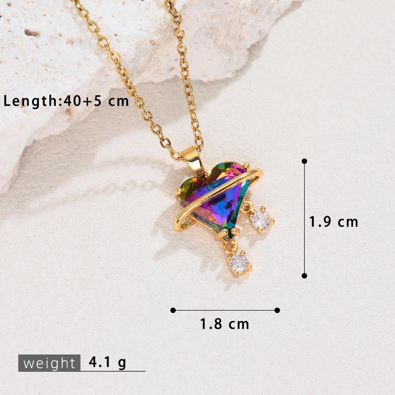 Korean Style Sweetheart Zircon Necklace for Women - Star and Love Design