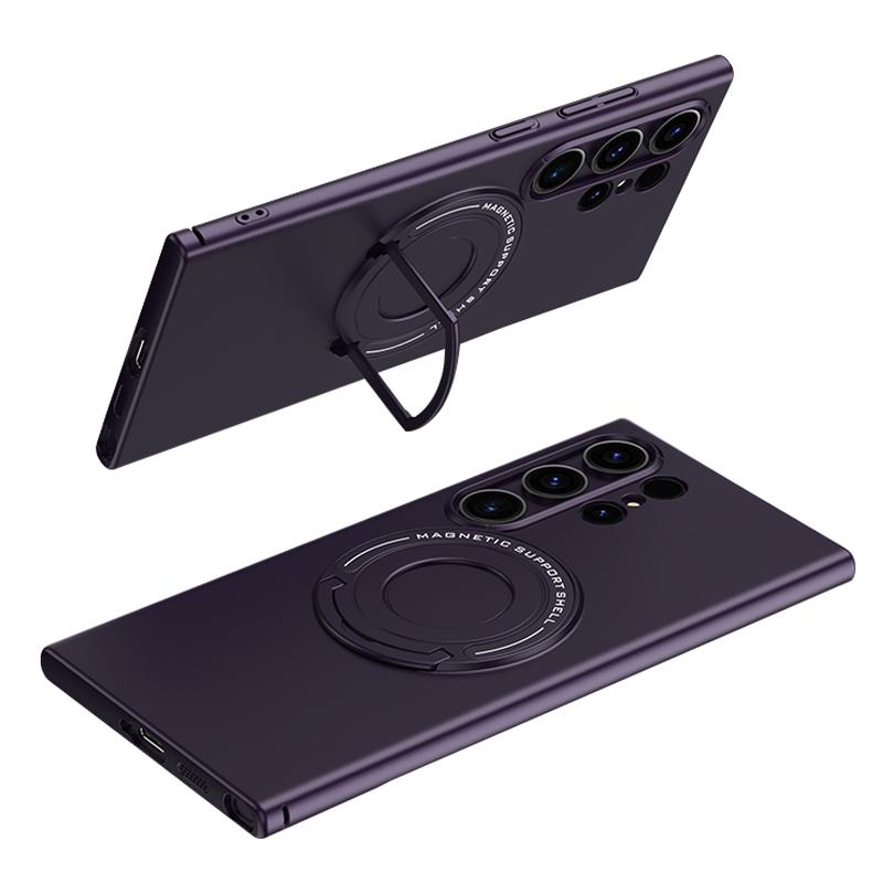 

For Samsung Galaxy S24 Ultra Case Kickstand Phone Cover Compatible with MagSafe Dark Purple