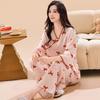 Classical national style new Chinese pajamas women's spring, summer and autumn new cotton silk disc buckle sweet loungewear hanfu two-piece set