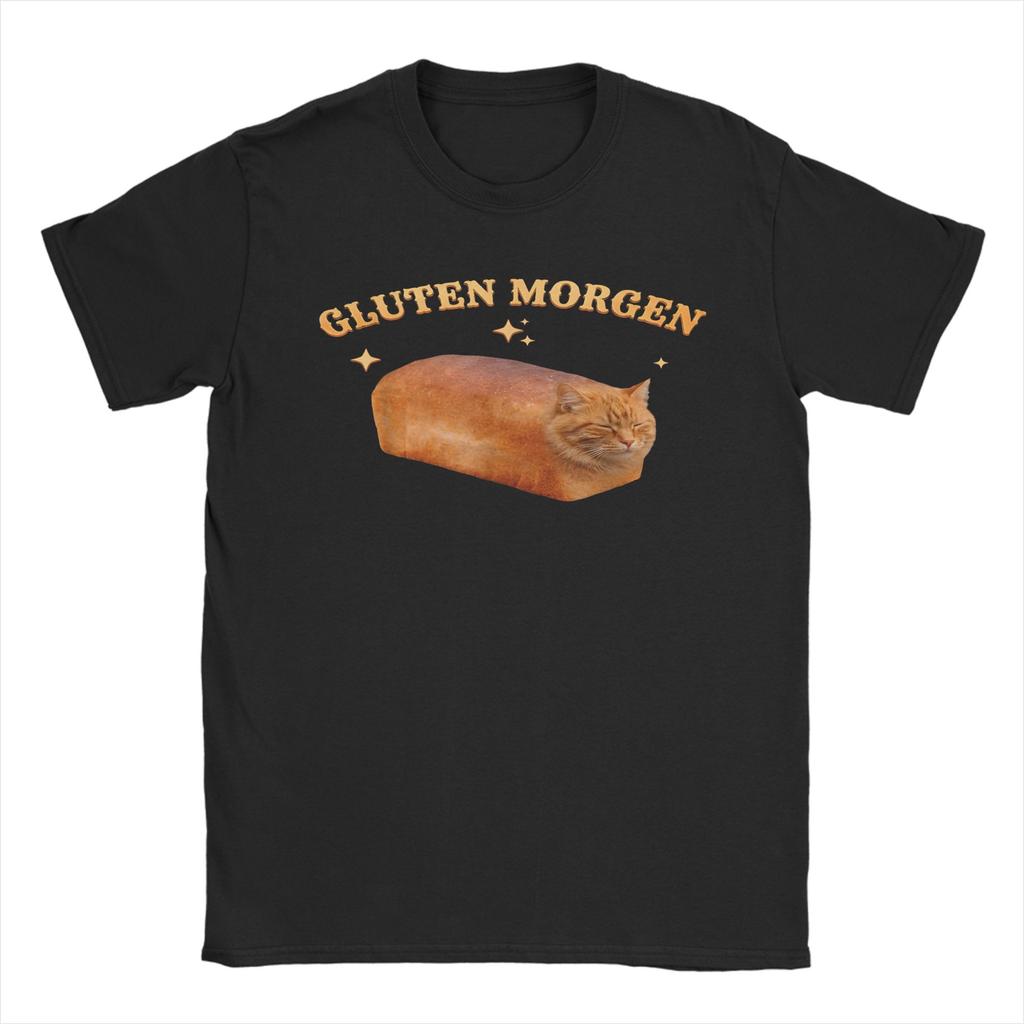 Unisex Unisex TShirt Gluten Morgen Funny Bread Cat Meme Cotton Tee Shirt Short Sleeve T Shirts Round Collar Clothing Plus Size