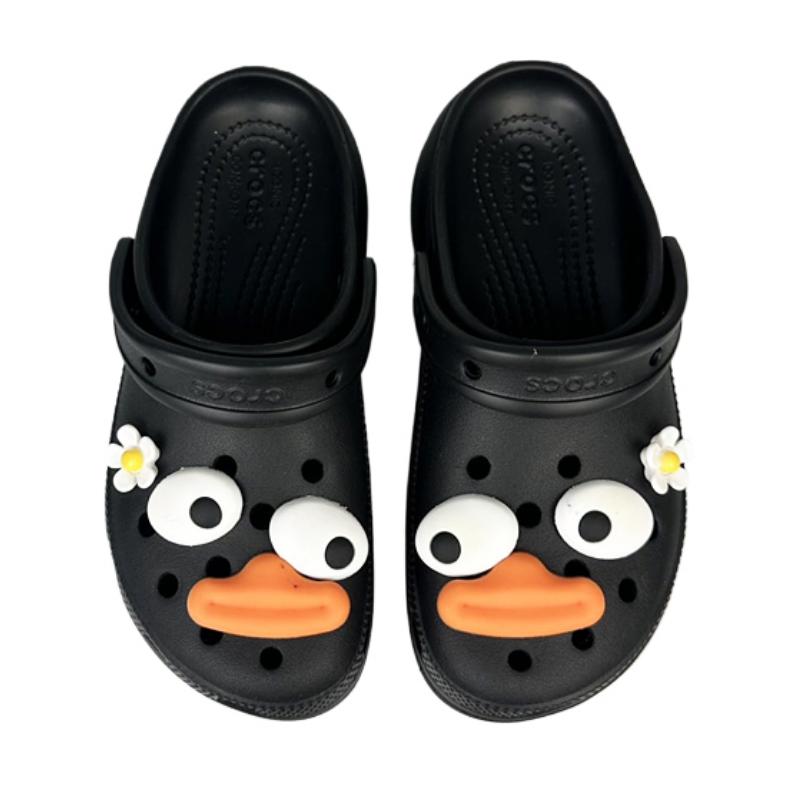Crocs Classic Platform Clog BNK Bigmouth Unique Personality Trend Skull Cloud Clog Crocs Vintage Beach Hole Shoes Women's Black