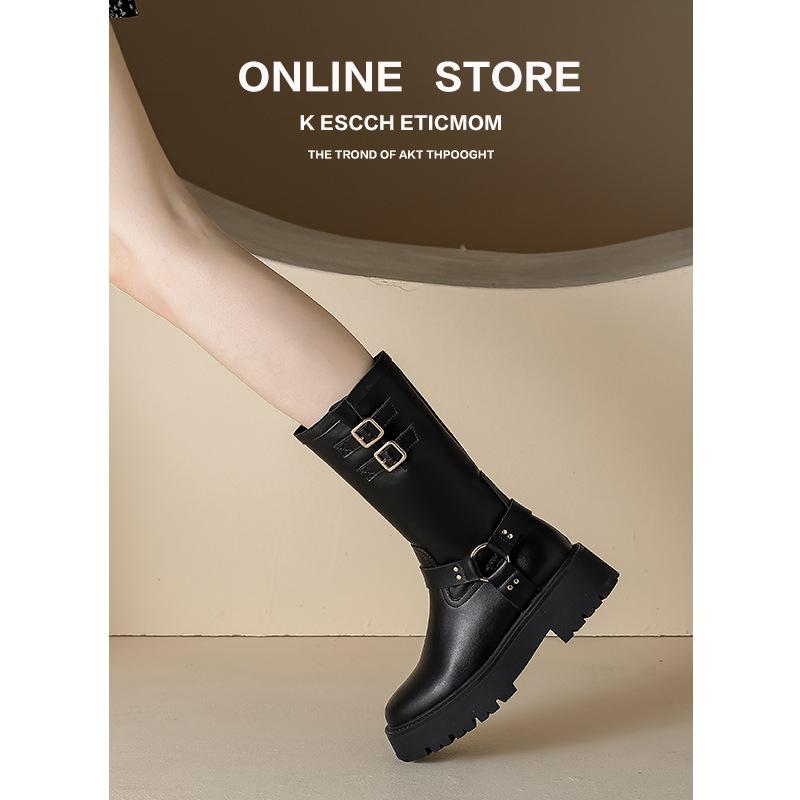 

New spot brown platform Martin boots women s 2025 new summer British style retro popular western cowboy boots 40 чёрный