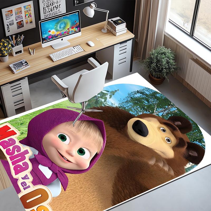 Masha and The Bear Pattern Rug, Indoor/Outdoor Mat, for Picnic, Gameroom, Bedroom, Office, Living Room, Home Decor Carpet, Birthday Gift
