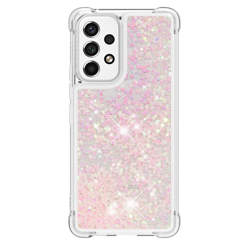 Glitter Liquid Sequins Quicksand Phone Case For Samsung Galaxy A53 A13 A23 A33 A73 5G A03s Case Cartoon Animal Shockproof Cover