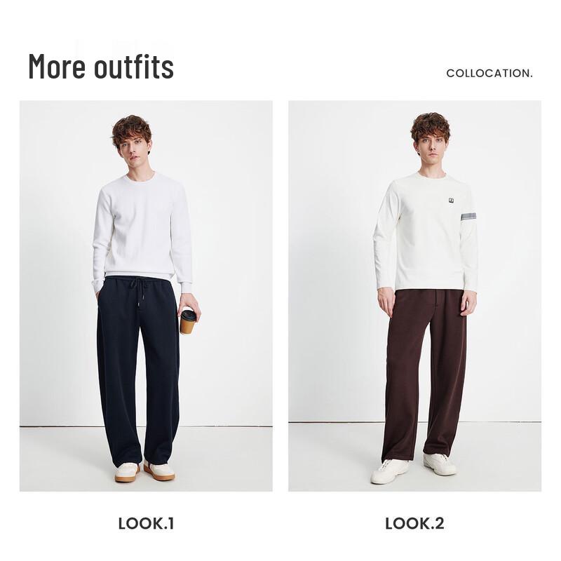 Navigare Men's 2025 Thick Warm Curved-Leg Wide-Leg Casual Pants