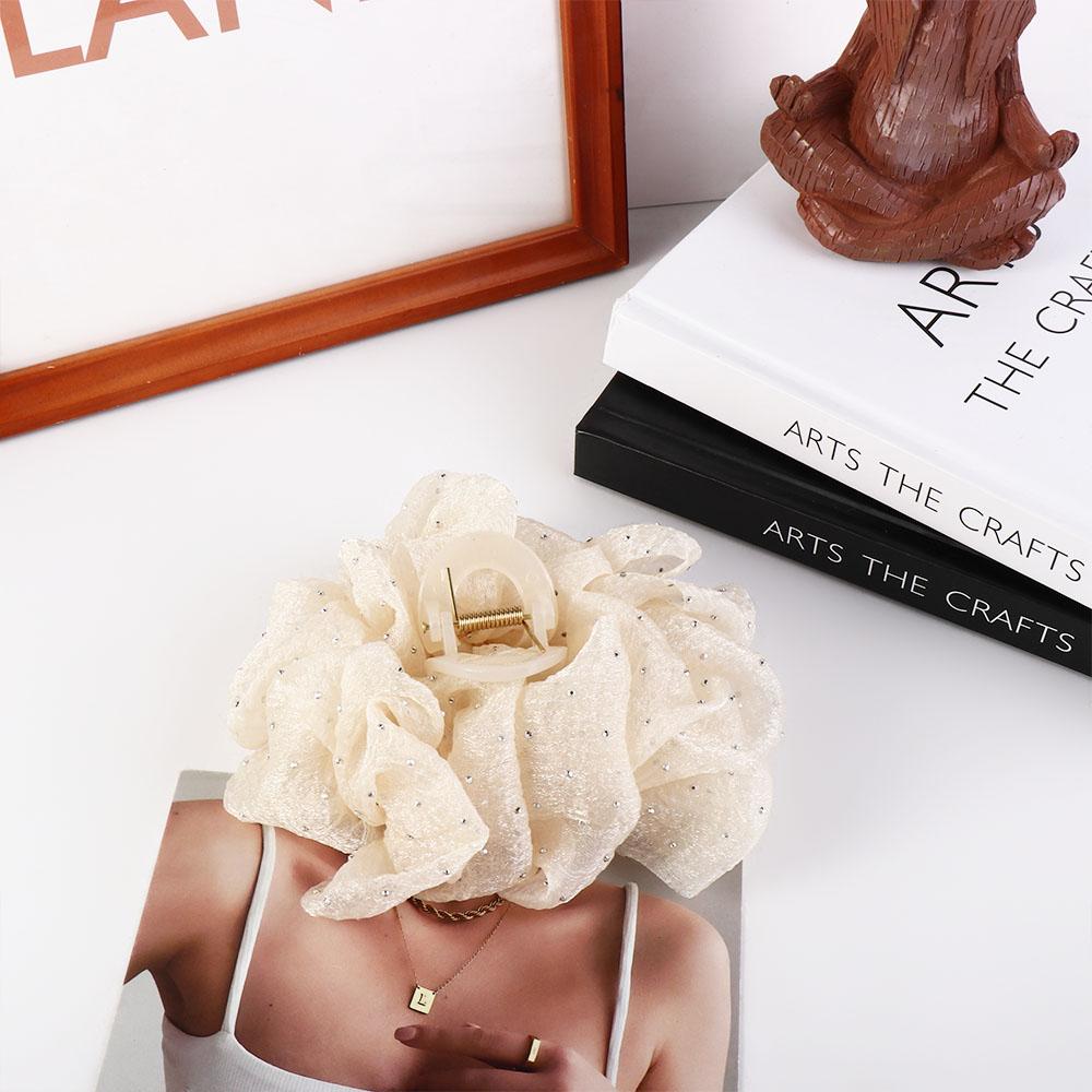 Fashion Headwear Hair Crab Claw Princess Style Large Hairpins Mesh Dot Korean Shark Clip Bowknot Women Hair Clips Bow Hair Claw