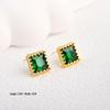 Elegant Green Zirconia Stud Earrings: Retro, Fashionable, Versatile Style with Rhinestone Inlay for Women.