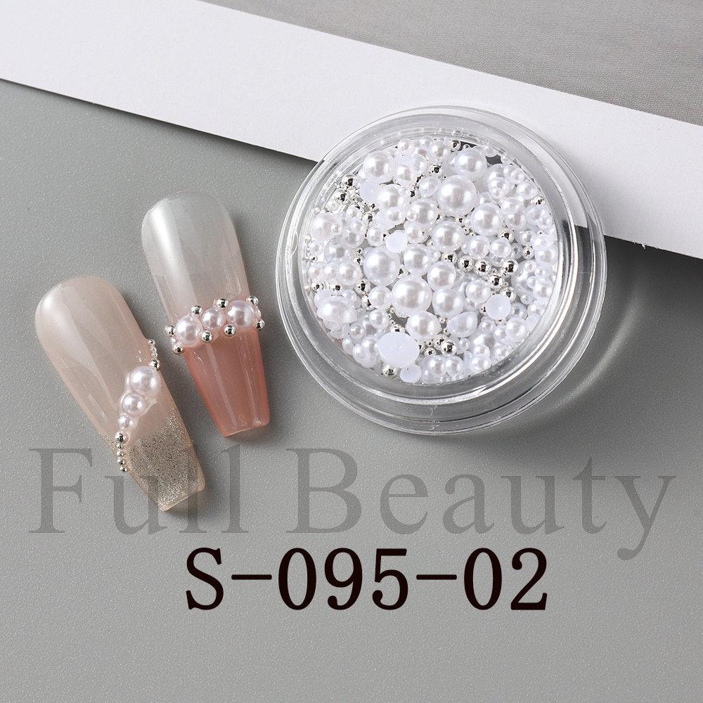 Nail Art Jewelry, Temperament French Atmosphere, Size Pearl Steel Ball Mixed Nail Jewelry