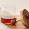 Wooden Honey Dipper Honey Jar Dipper Set Lid Glass Honey Containers Durable Honey Dispenser  Gift