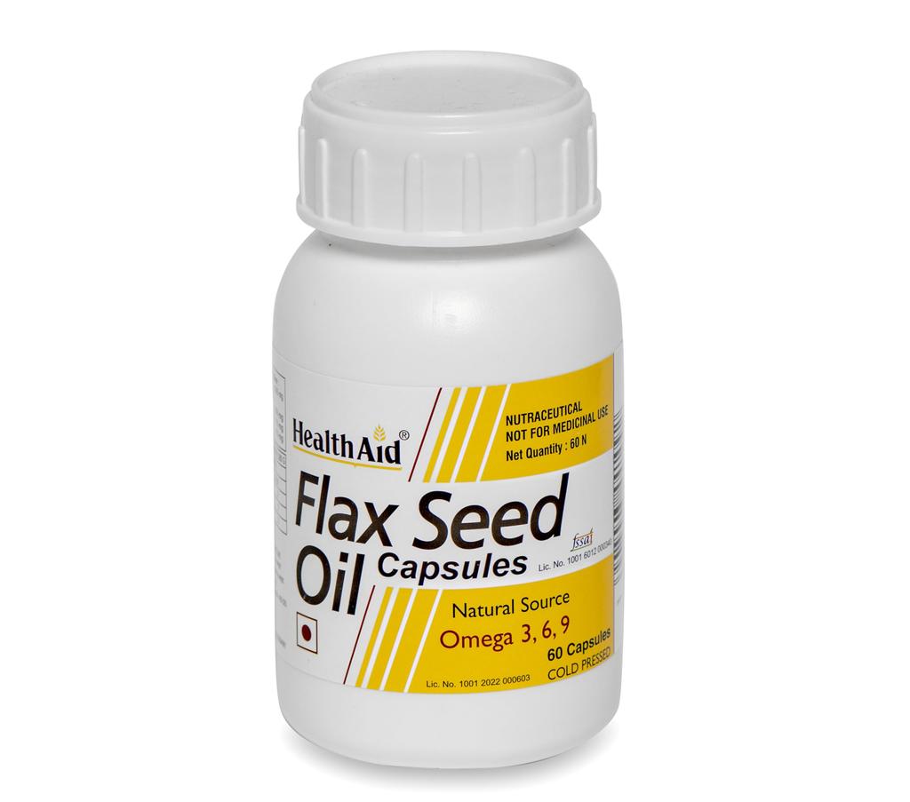 HealthAid Cold Pressed Flaxseed Oil 1000mg | Omega 3-6-9 Supplement for Men & Women | Supports Heart, Skin & Joint Health | 60 Softgel Capsules