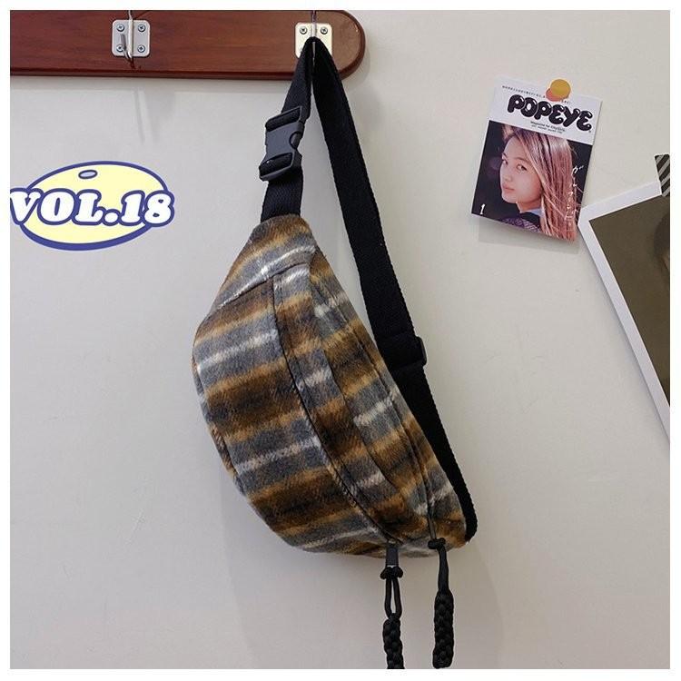 2024 New Vintage Plaid Wool Crossbody Bag For Women In Stylish Soft Fabric Colors Vintage Gray