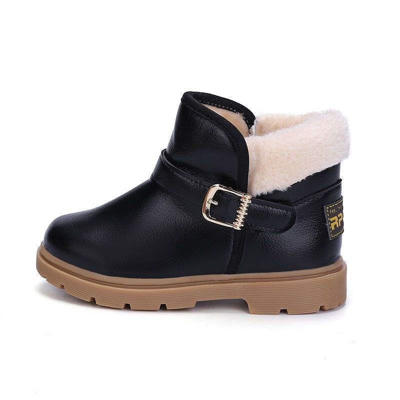 

Children s snow boots winter non-slip waterproof thick leather cotton shoes boys fleece thickened cotton boots girls short boots students 21 yards/inner length 13cm
