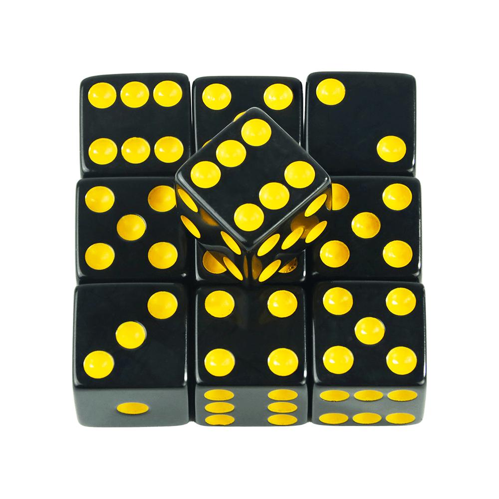 10pcs Game Dice 6 Sided 16mm Black Acrylic Dice Standard Colored Dots for Board Game Classroom Math Accesories