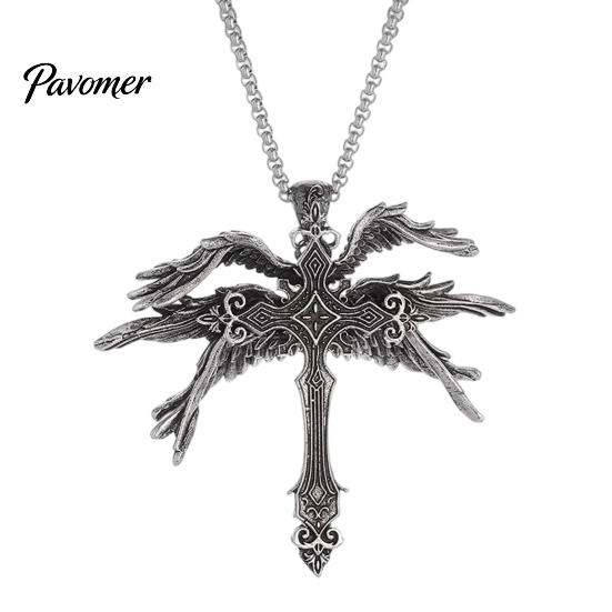 Dainty Alloy Necklace for Women Vintage Six-Winged Angel Pendant Necklace, Gothic Wing Charm Jewelry, Elegant Jewelry Daily Wear Fashion Men