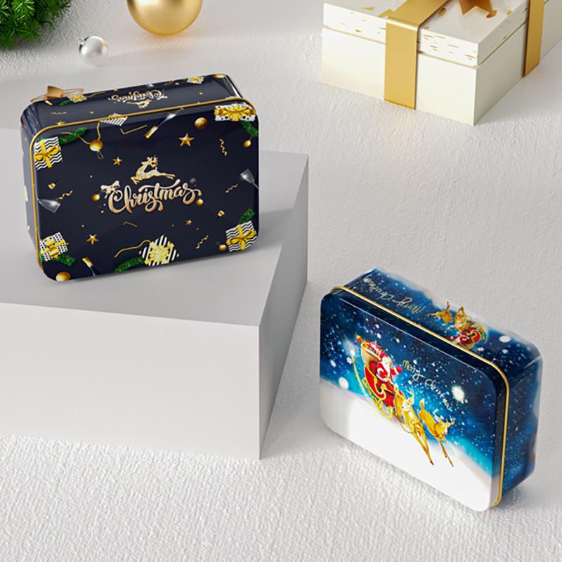 Christmas Transparent Window Tin Box Cookie Candy Tinplate Chocolate Storage Box With Exquisite Lid Christmas Gift Packaging Box