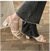 One-Strap Chunky Heel Square Toe White Sandals - 2025 Spring French Style Women's Mid-Heel