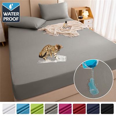 Super waterdicht katoenen hoeslaken met elastische banden antislip verstelbare matrashoezen voor eenpersoons tweepersoonsbed, kingsize bed, 140/160/200cm