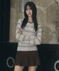 Ledeoli Symbol V-Neck Striped Knit [Oat Grey]