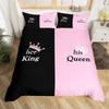 Crown Queen and King Duvet Cover Pink Black Bedding Set Crown His and Hers Comforter Cover Romantic Valentine's Day Quilt Cover