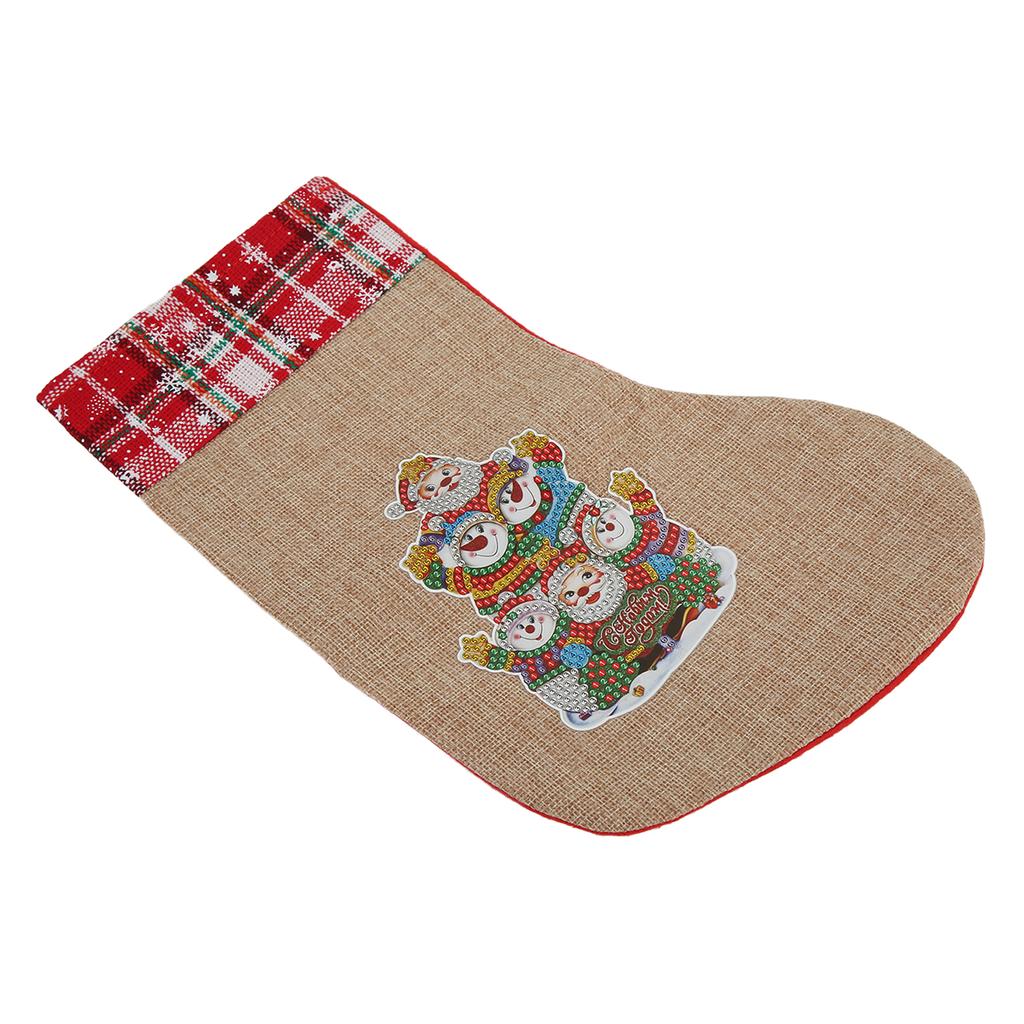 DIY Christmas Sock Cute Cartoon Pattern Christmas Socks Rhinestone Painting for DIY Craft Decoration Gift
