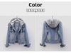 2024 Women's Slim Hooded Denim Jacket - Japanese & Korean Style, Long-Sleeved Short Spring & Autumn Coat