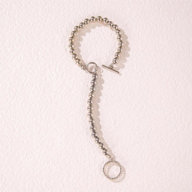 Beautiful Fashion Elegant Silver Color Ball Beads Chain Bracelet with Ring Women Lady Cute Bracelet Gorgeous Jewelry