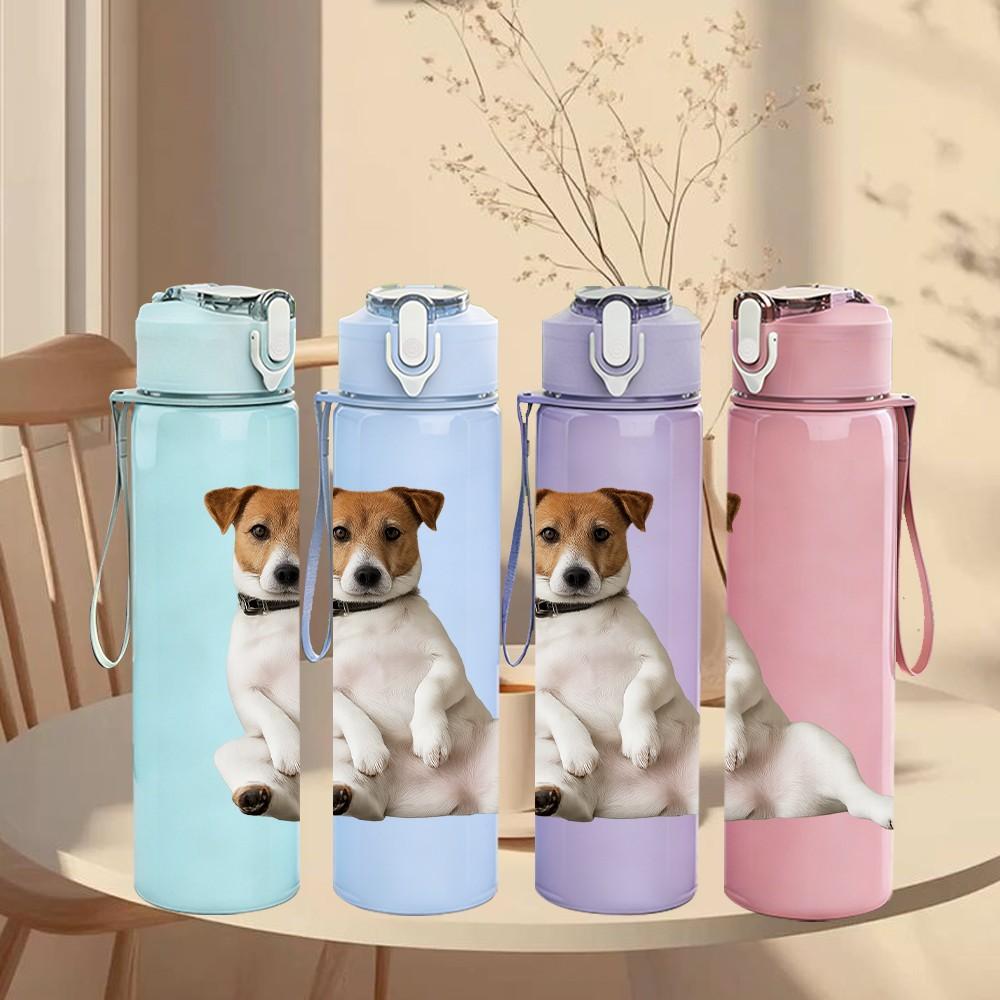 1PC Jack Russell Terrier Dog 750ml Color Plastic Sports Water Bottle Leakproof Flip Straw Lid Suitable for Sports Office Home Use