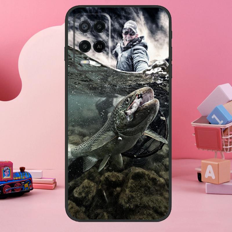 Vintage Trout Fishing Case For Oppo A18 A38 A58 A78 A98 A74 A54 A94 A80 A60 A40 A96 A76 A16 A15 A17 A57 A77 A5 Pro