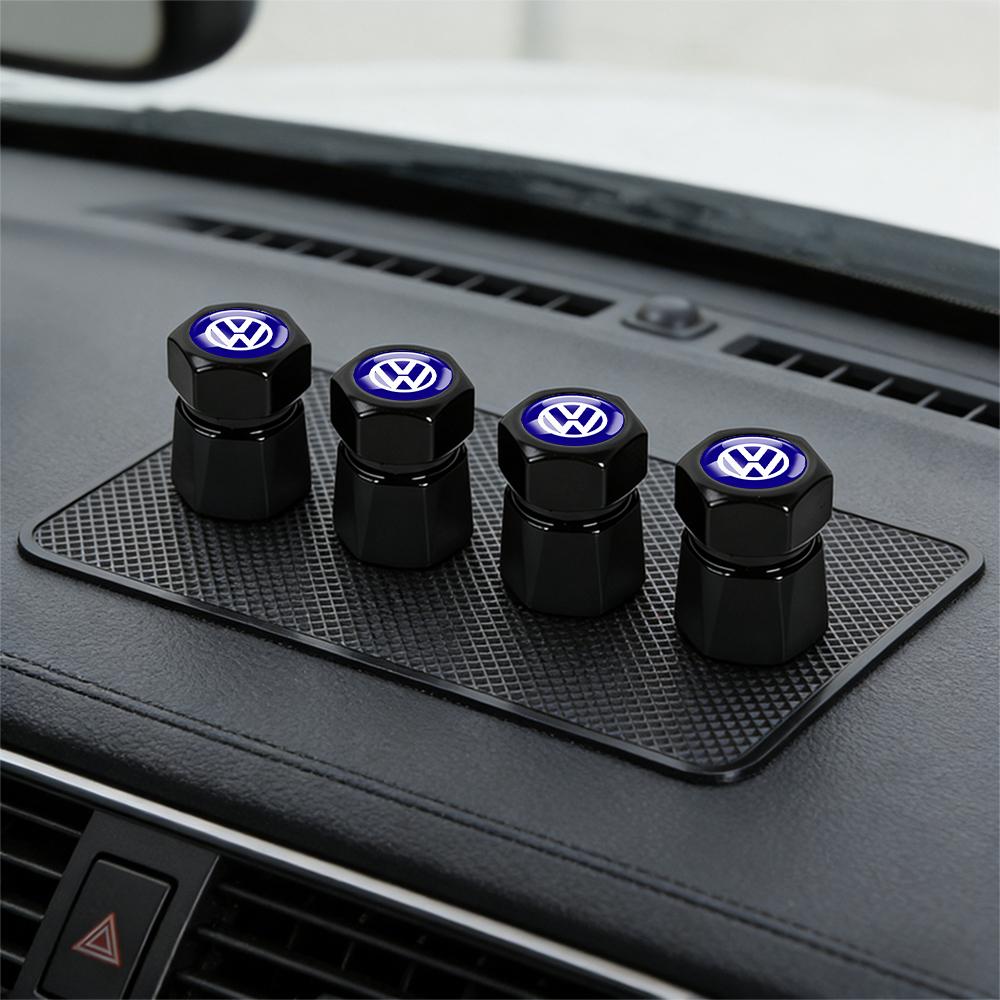 For Volkswagen b44Pcs Aluminum Car Tire Valve Caps Diamond Tyre Valve Airtight Cover Waterproof Dust For VW Jetta Golf EOS New R Auto Accessories