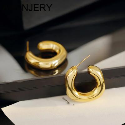 Smooth Chunky Stud Earrings for Women Creative Exaggerate Geometric Heavy Ear Party Jewelry