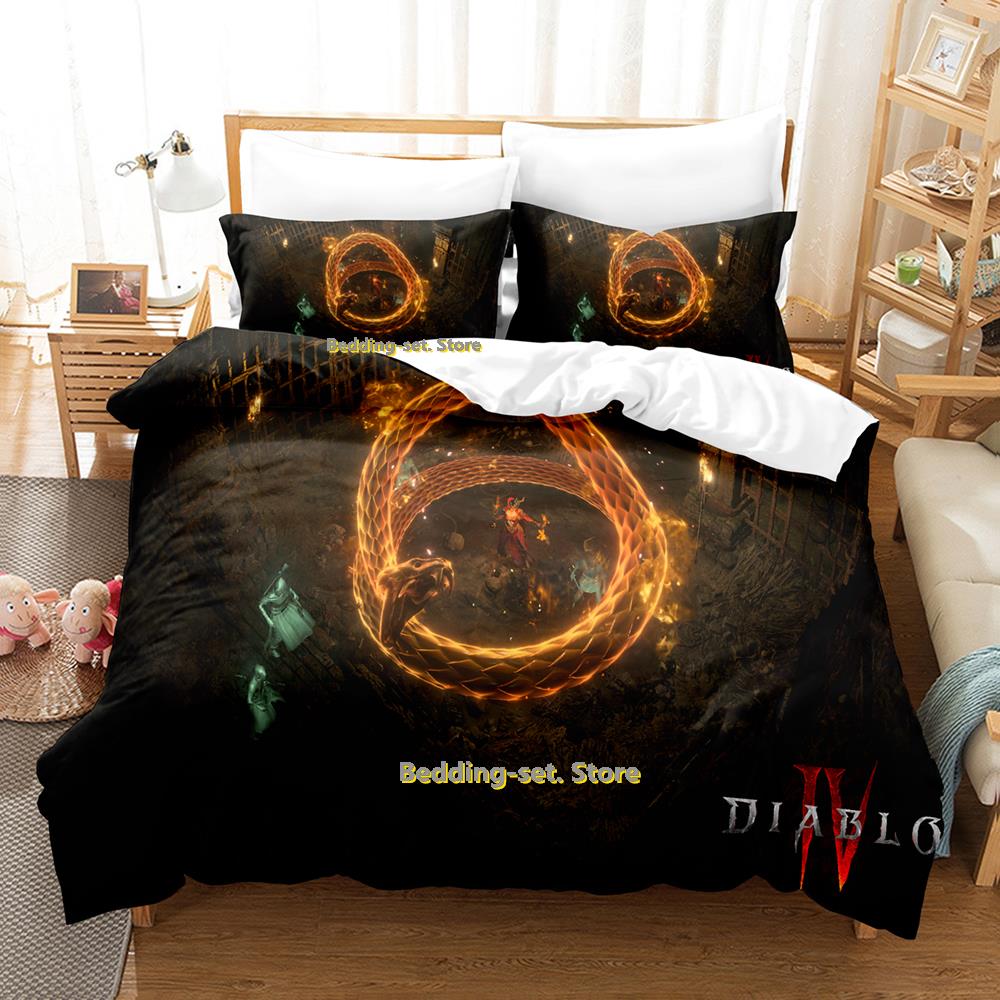 Comforter New Diablo Iv Bedding Set Single Twin Full Queen King Size Bed Set Adult Kid Bedroom Duvet Sets Anime Parure De Lit Bed