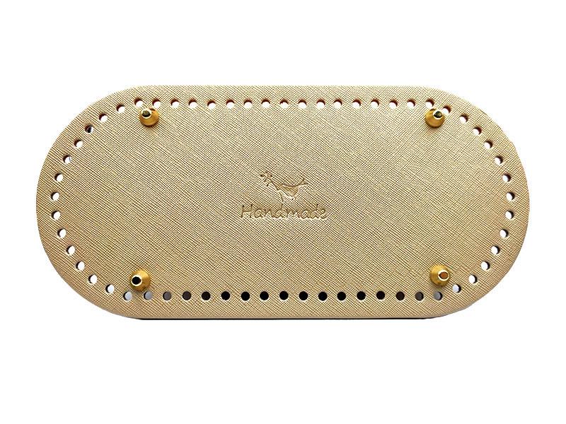 Handmade Leather Crochet Bag Base with Oval Logo - Quality DIY Accessory