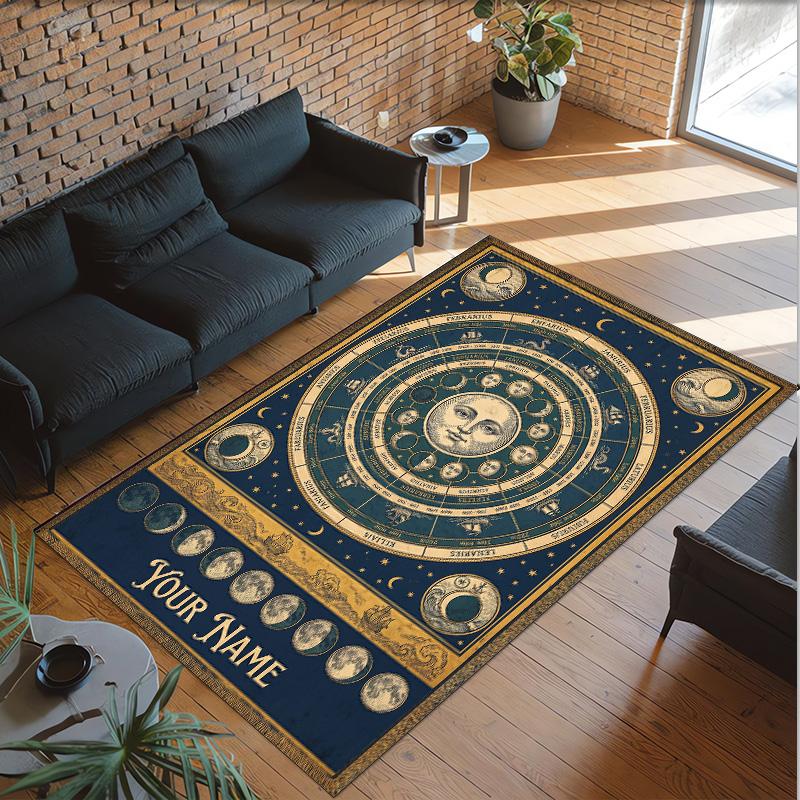 Cosmic Theme Crystal Velvet Floor Rug Personalized Custom Name Text Warm Carpet Home Decoration