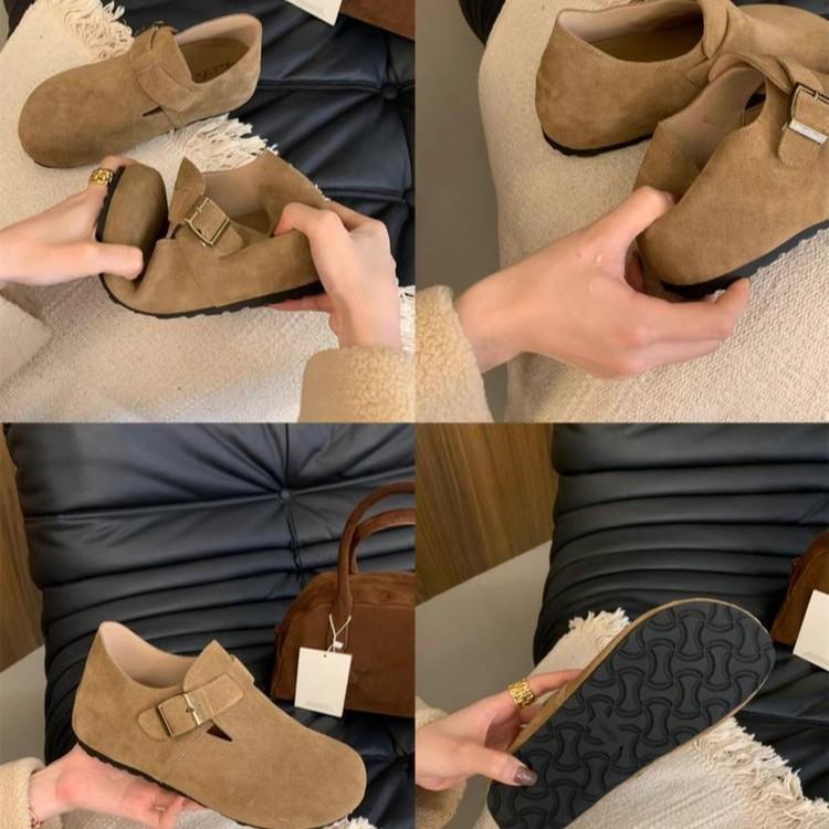 Rindsleder-Version! Mori Plattform Boken Schuhe vielseitige Slipper Herbst und Winter neue Retro Einzel Schuhe Ein-Pedal Damen Schuhe