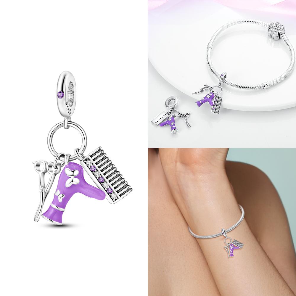 Copper Charms Fit Original Beads Bow Perfume Bottle Pink Charms For Women Fine Diy Birthday Jewelry Gifts