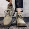 Autumn Fashion Men's High-top Platform Shoes Outdoor Trend Solid Color Lace-up Martin Boots Youth Tooling Retro Shoes