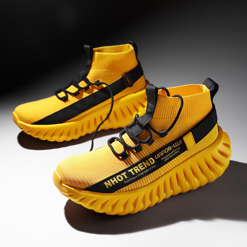 Large size summer new fly-woven sneakers thick-soled breathable sports running shoes