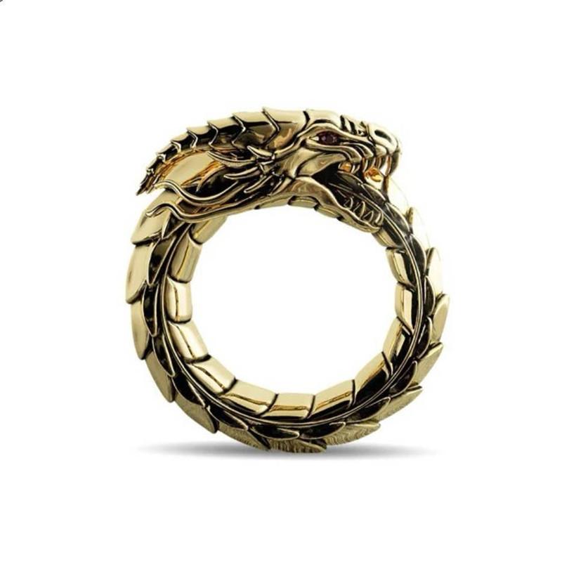 Gothic Punk Vintage rustfritt stål Dragon Ring Menn Amulett Dragon Mytologi Dyr Menns Ring Retro Viking Dragon Ring Smykker