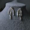 Exquisite design non-fading baroque pearls bright broken silver long fringed thin earrings studs 925 silver