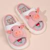 Pig cute linen slippers women's four seasons home indoor comfortable thick bottom spring and autumn cotton and linen sandals summer