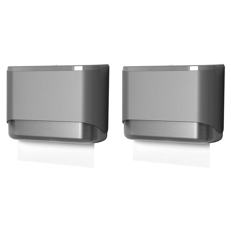 2X Paper Towel Dispenser Wall Mounted Adhesive Multifold Trifold Commercial Paper Hand Towel Dispenser For Bathroom Gray темно-серого 8490₽