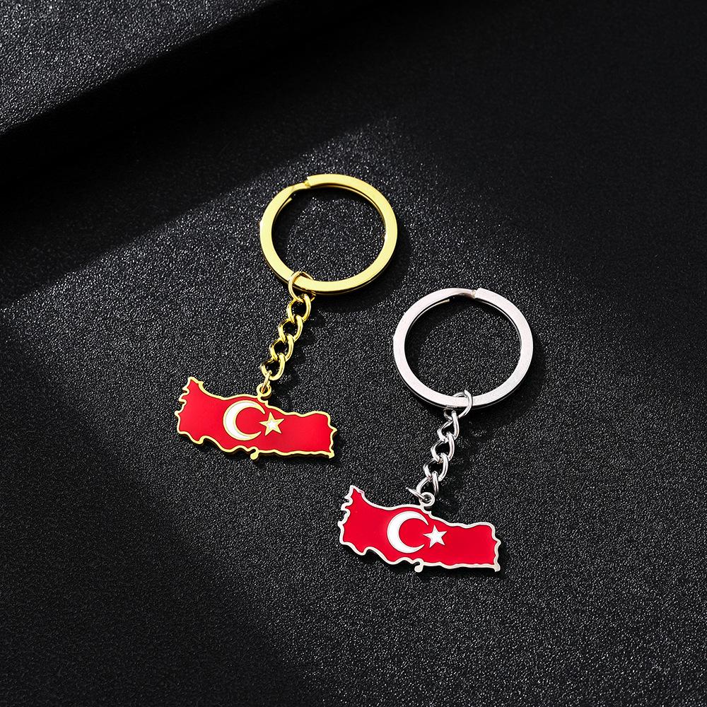 Ethnic Style Stainless Steel & Enamel Cross Pendant Keychain for Men & Women