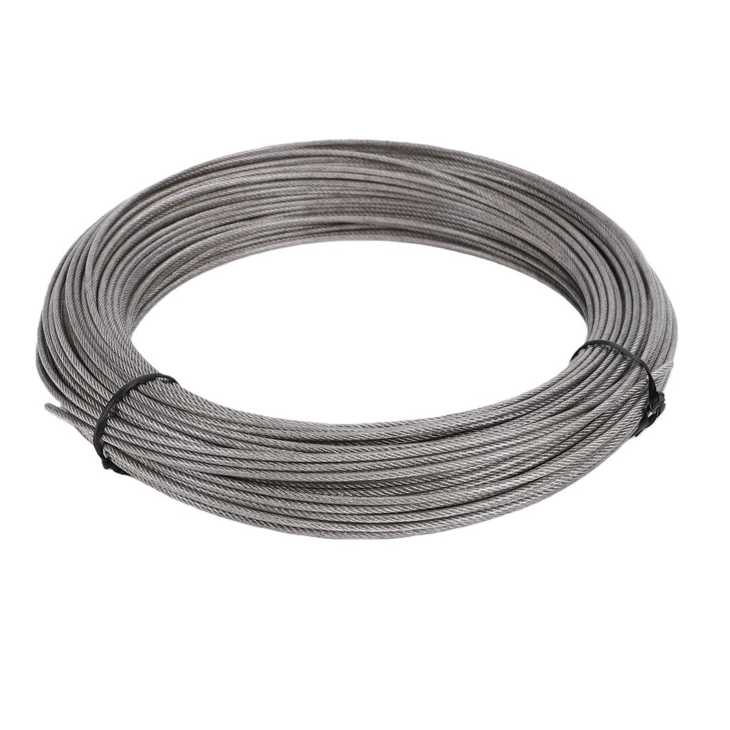 50M Stainless Steel Cable Kit 2MM Wire Rope with M2 Aluminum Ferrules for Hanging Tying Trellis Gardening Climbing