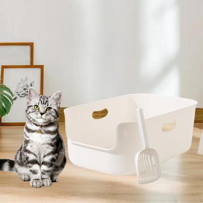 Caja de Arena para Gatos de Lados Altos Grande Suministros para Mascotas Jaula Bandeja Antisalpicaduras Parte Superior Abierta para Gatito