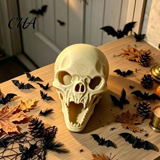 Detaillierte Horrorfigur für Regale 3D-gedrucktes Halloween-Schädel-Ornament, Realistische Statue, Gruselig Langlebiges PLA Zähnefletschend Geisterhaft