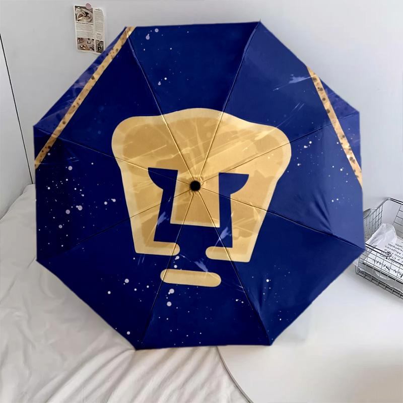 Club Universidad Nacional (Pumas) pattern, automatic folding umbrella, portable and foldable design, 8 ribs, a Christmas or birthday gift.