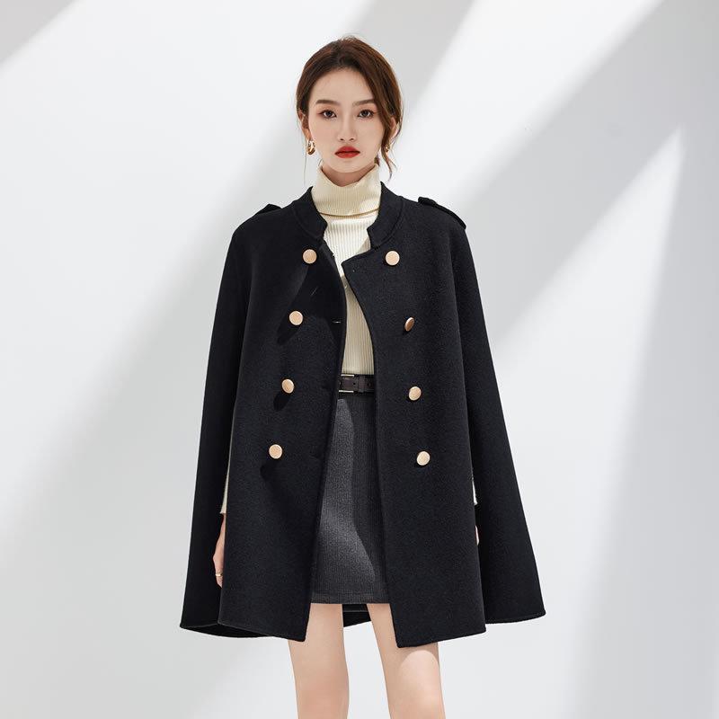 Manteau Cape Double Face en Laine pour Femmes Petite Taille 2025 - Laine Australienne Pure pour l'Automne/Hiver.