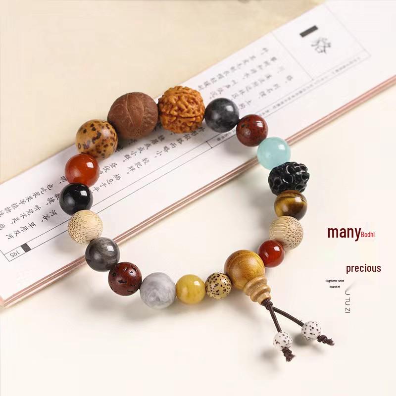 Dunhuang 108-Bead Bodhi Bracelet - Weathered Charcoal Design, Unisex