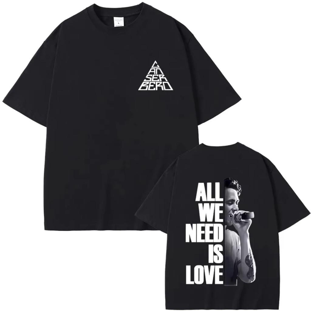 Rapper Canserbero Tričko s grafickým potiskem obličeje Vše, co potřebujeme, je láska Potisk Tričko Pánské Dámské Hip Hop Móda Oversized Trička Streetwear